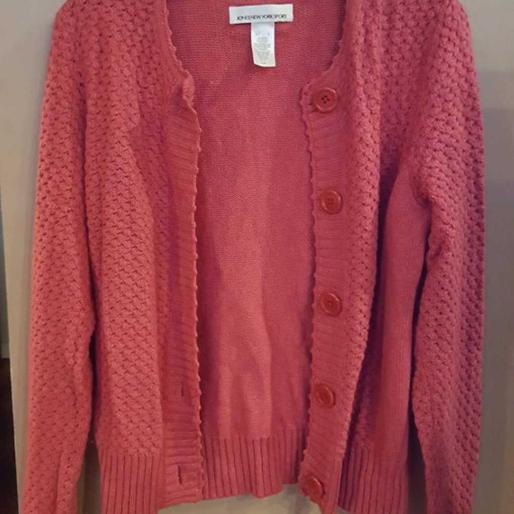 Jones New York Pink Button front Sweater /  Cardigan